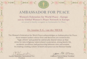Annine onderscheiden als Ambassadeur voor de Vrede